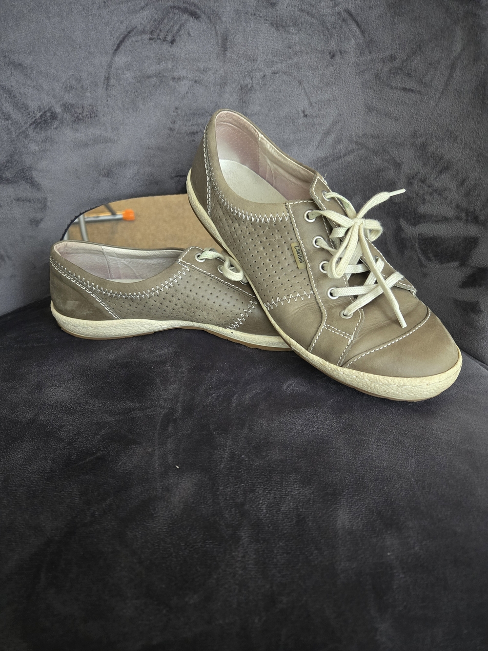 Josef Seibel Taupe Casual Lace-Up Perforated Sneakers